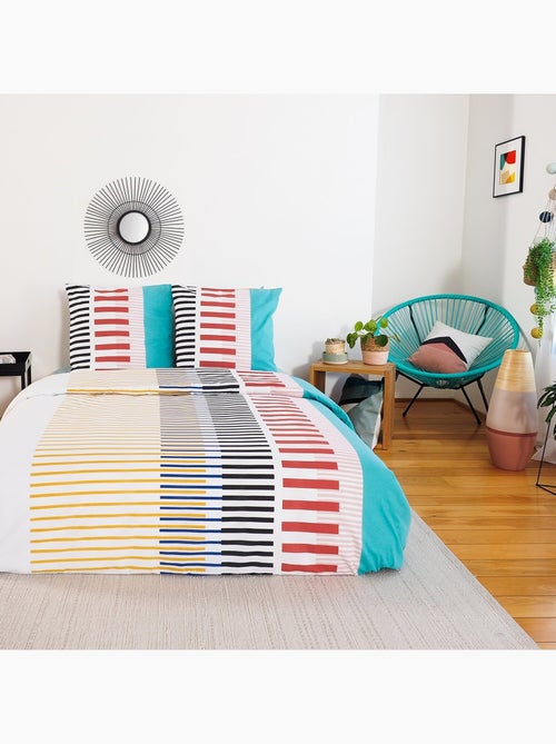 Parure housse de couette 100 % coton chris - Kiabi