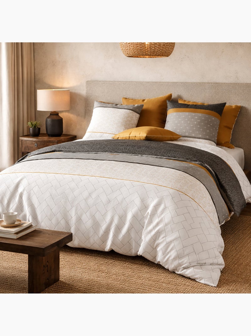 Parure housse de couette 100 % coton corki Gris - Kiabi