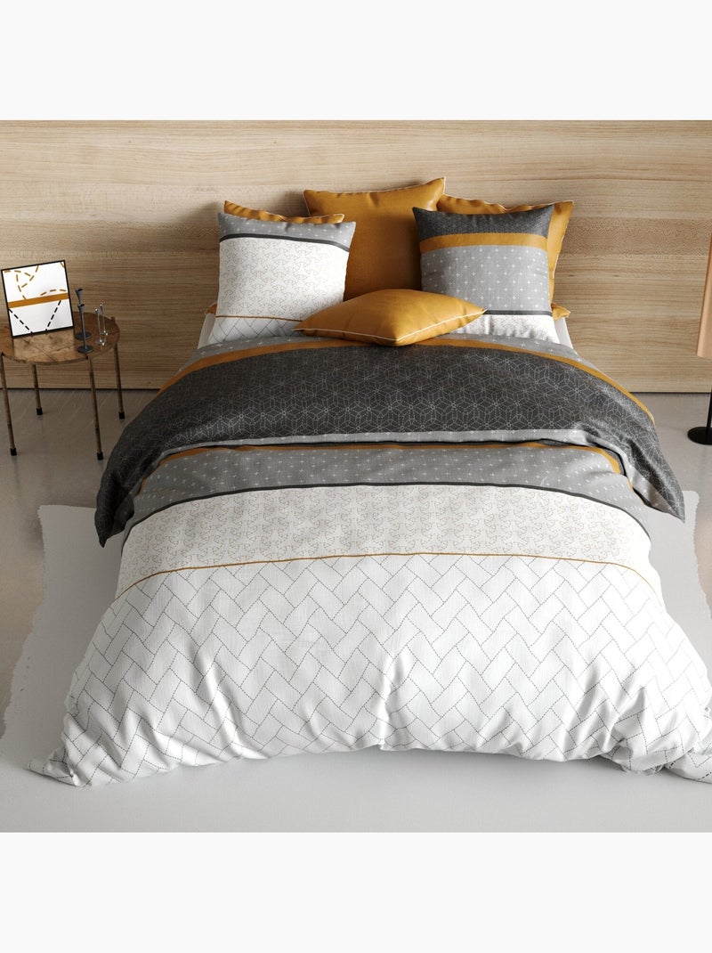 Parure housse de couette 100 % coton corki Gris - Kiabi