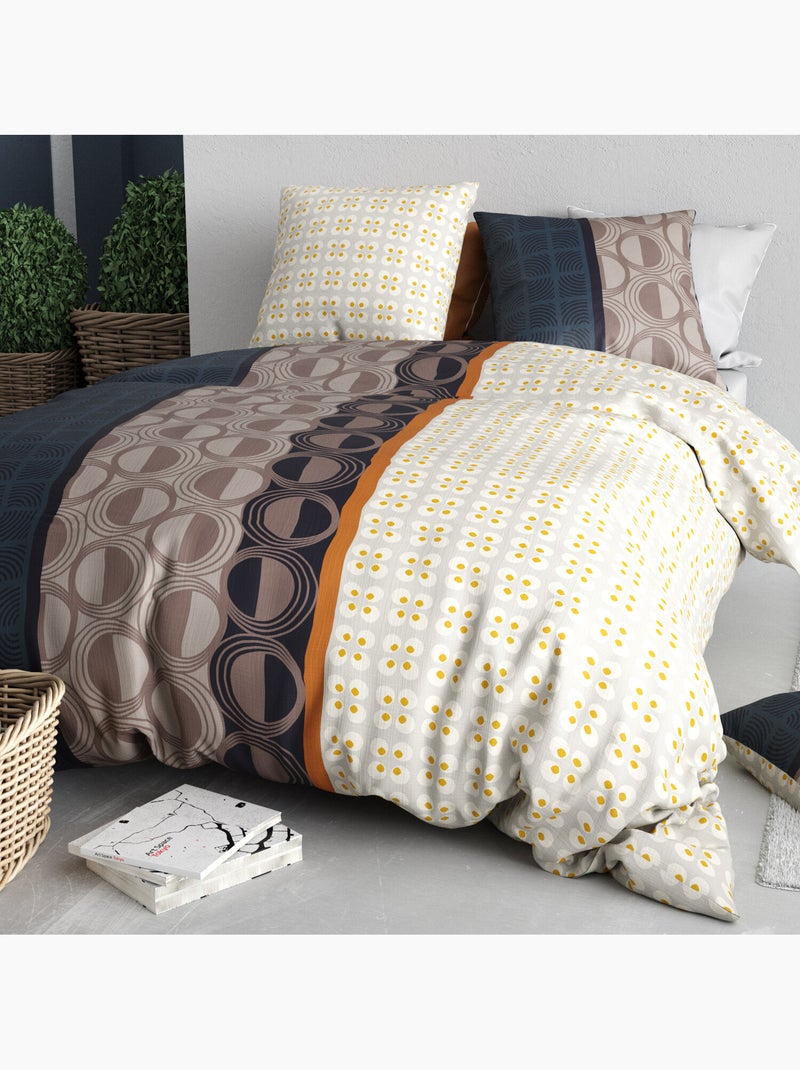 Parure housse de couette 100 % coton curtis Multicolore - Kiabi