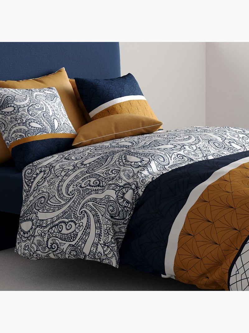 Parure housse de couette 100 % coton dakota Bleu - Kiabi