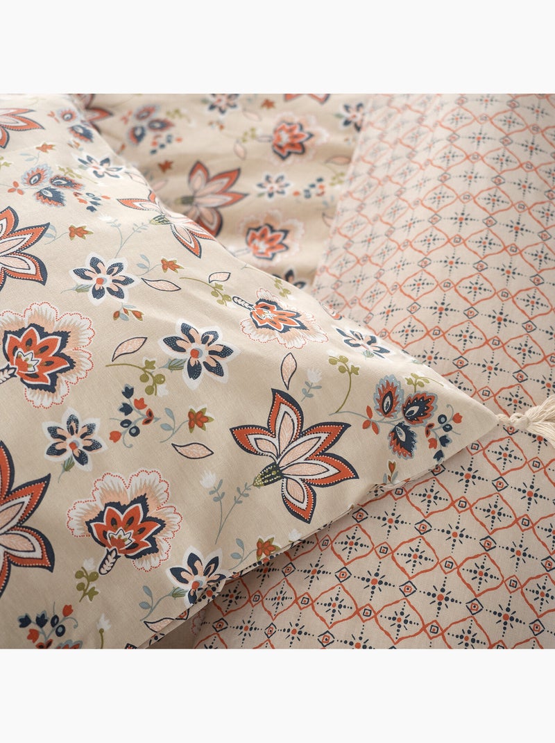 Parure housse de couette 100 % coton denia Multicolore - Kiabi