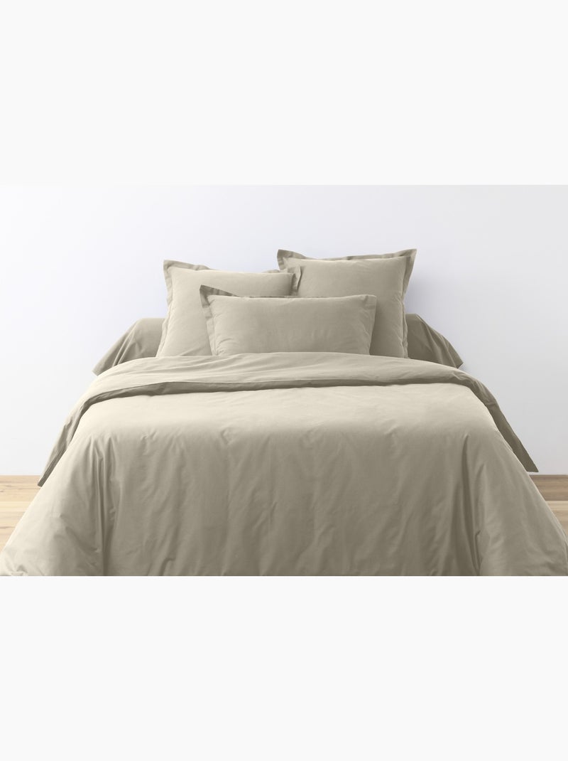 Parure housse de couette 100 % coton essentiel Beige - Kiabi