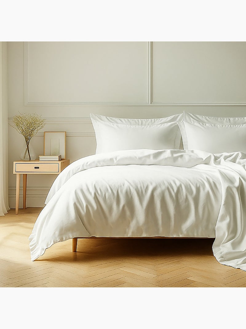 Parure housse de couette 100 % coton essentiel Blanc - Kiabi