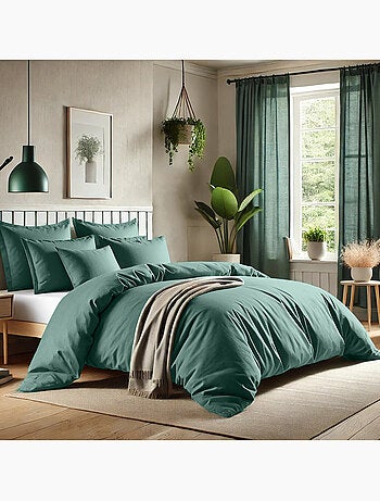 Parure housse de couette 100 % coton essentiel