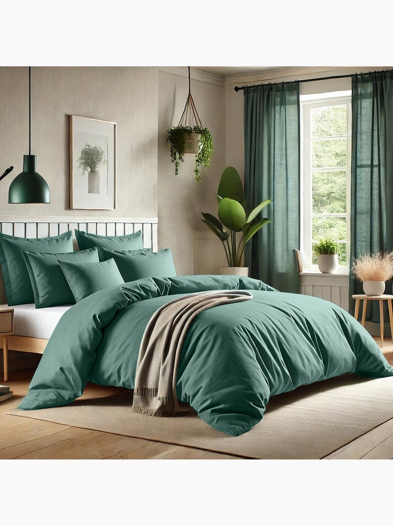 Parure housse de couette 100 % coton essentiel Bleu canard - Kiabi