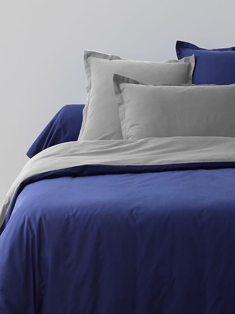 Parure housse de couette 100 % coton essentiel Bleu - Kiabi