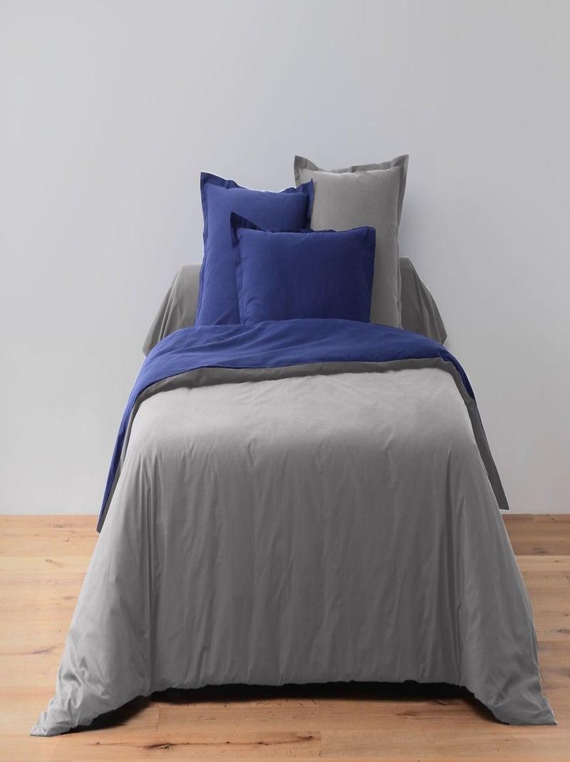 Parure housse de couette 100 % coton essentiel Bleu - Kiabi