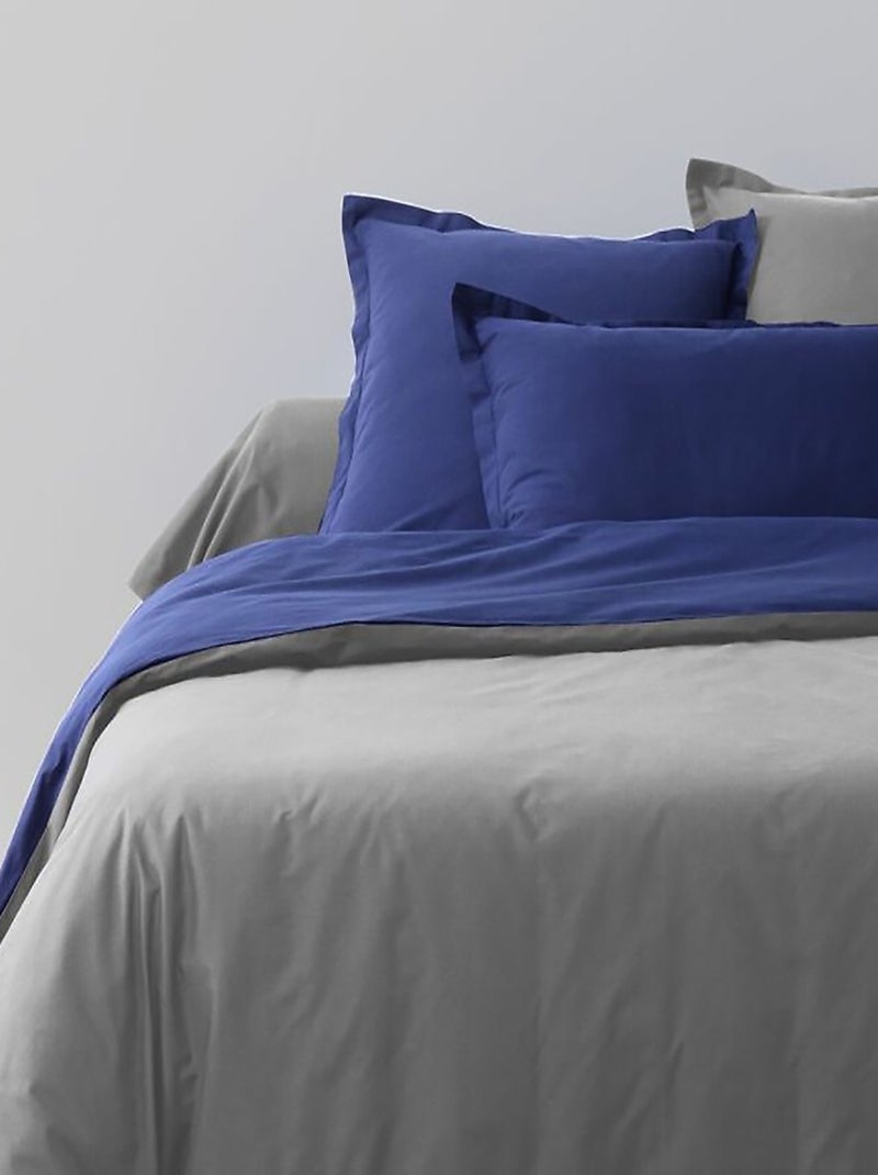 Parure housse de couette 100 % coton essentiel Bleu - Kiabi