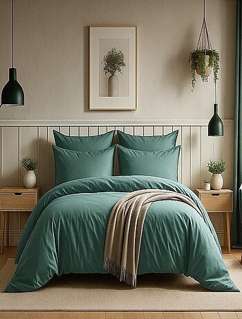Parure housse de couette 100 % coton essentiel