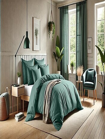 Parure housse de couette 100 % coton essentiel