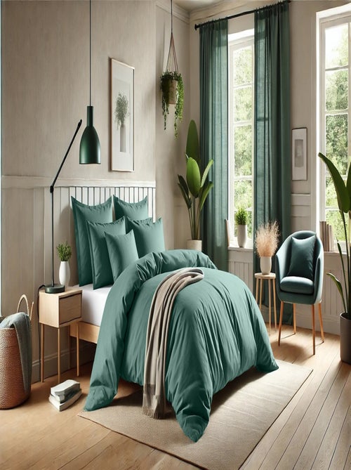 Parure housse de couette 100 % coton essentiel - Kiabi Parure housse de couette 100 % coton essentiel - Kiabi