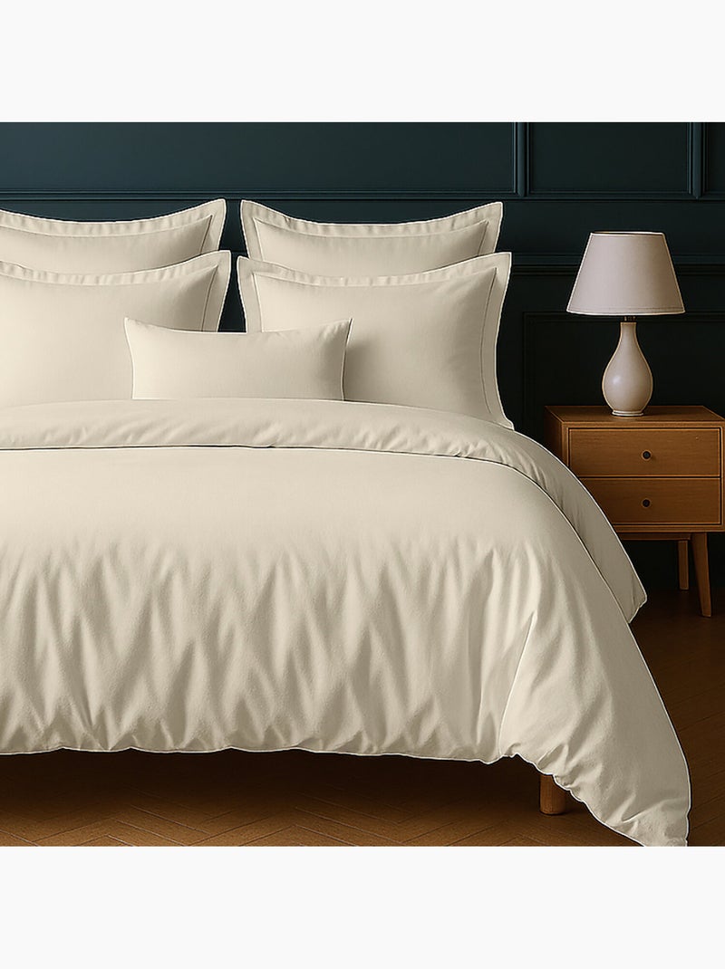 Parure housse de couette 100 % coton essentiel Ivoire - Kiabi
