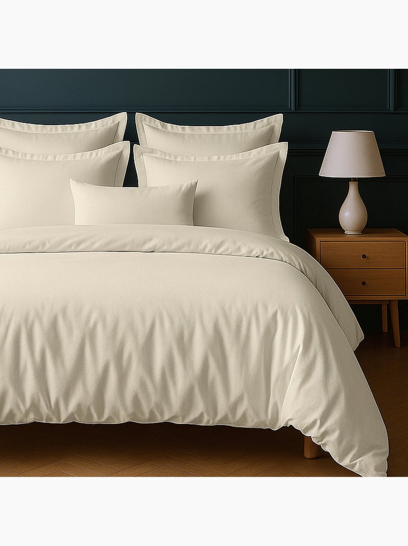 Parure housse de couette 100 % coton essentiel Ivoire - Kiabi