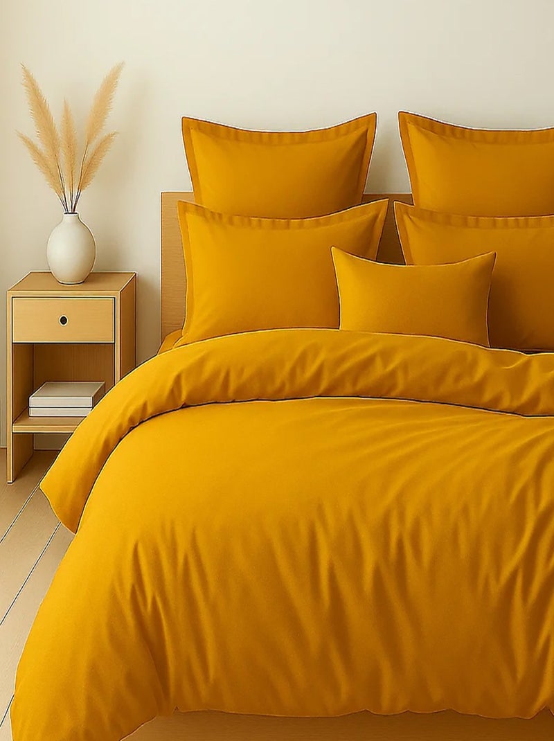 Parure housse de couette 100 % coton essentiel Jaune - Kiabi