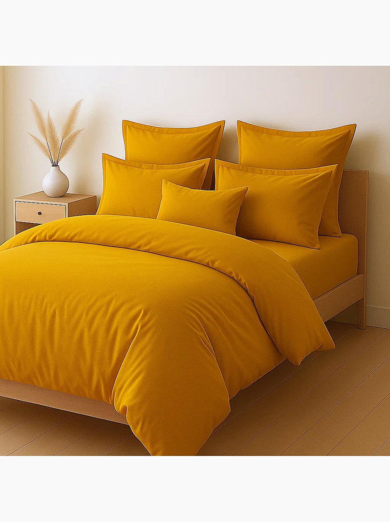 Parure housse de couette 100 % coton essentiel Safran - Kiabi