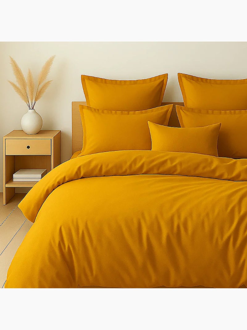Parure housse de couette 100 % coton essentiel Safran - Kiabi