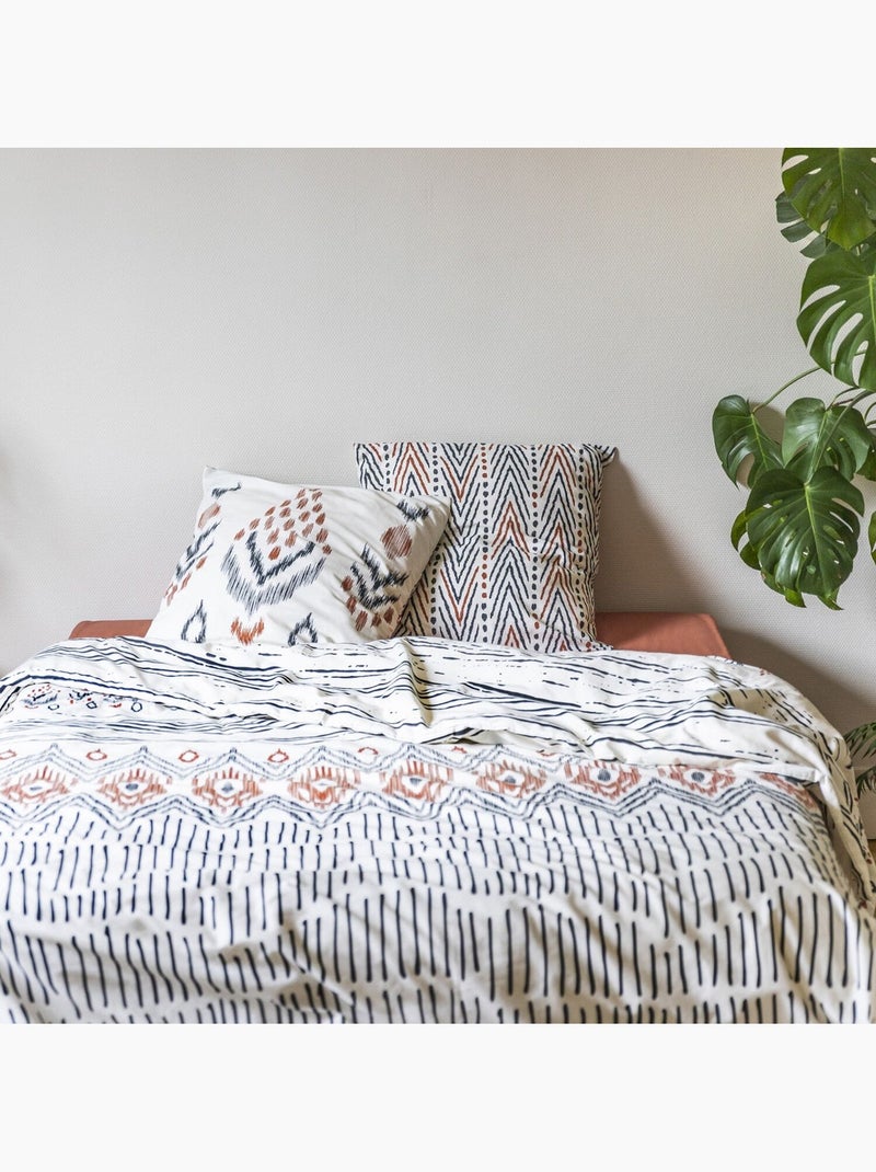 Parure housse de couette 100 % coton ethnic Blanc - Kiabi