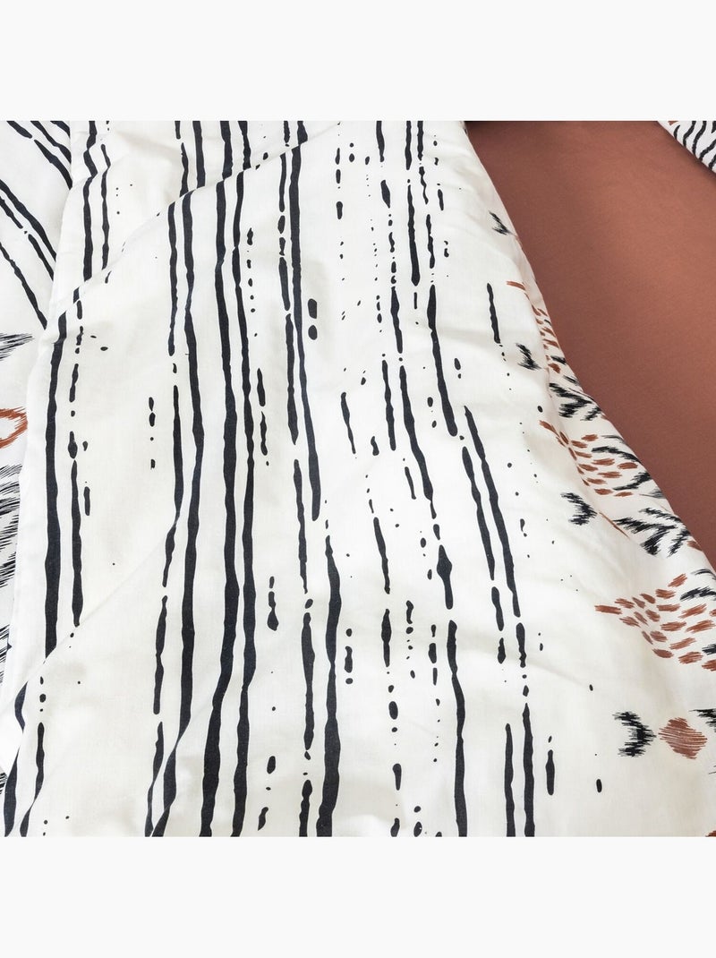 Parure housse de couette 100 % coton ethnic Blanc - Kiabi