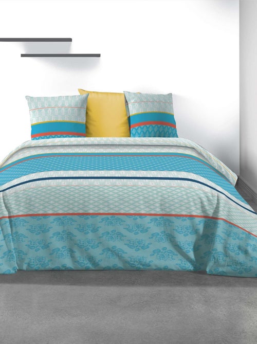 Parure housse de couette 100 % coton eva blue - Kiabi Parure housse de couette 100 % coton eva blue - Kiabi