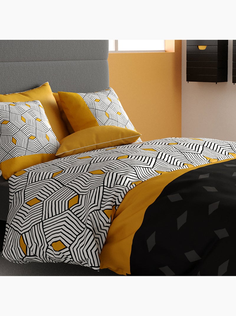 Parure housse de couette 100 % coton faro Noir - Kiabi