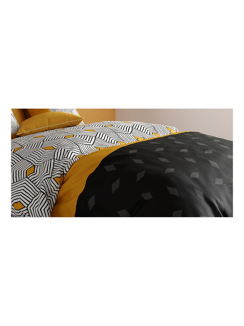 Parure housse de couette 100 % coton faro Noir - Kiabi
