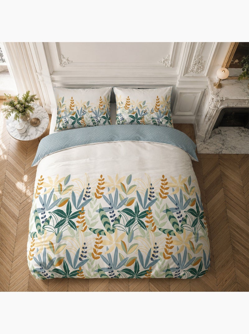 Parure housse de couette 100% coton feuillage, goyave Multicolore - Kiabi