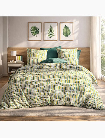 Parure housse de couette 100 % coton flava green