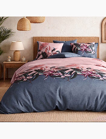 Parure housse de couette 100 % coton flora