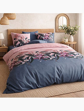 Parure housse de couette 100 % coton flora