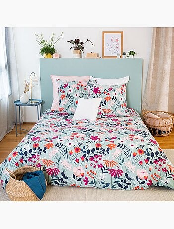 Parure housse de couette 100 % coton flore