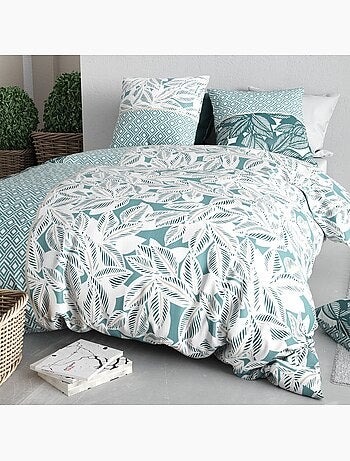 Parure housse de couette 100 % coton foliage