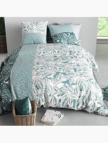 Parure housse de couette 100 % coton foliage