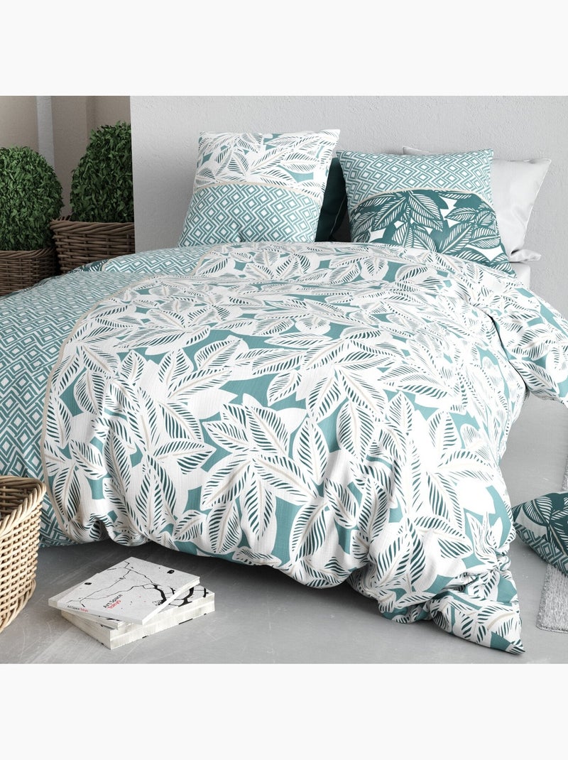 Parure housse de couette 100 % coton foliage Multicolore - Kiabi