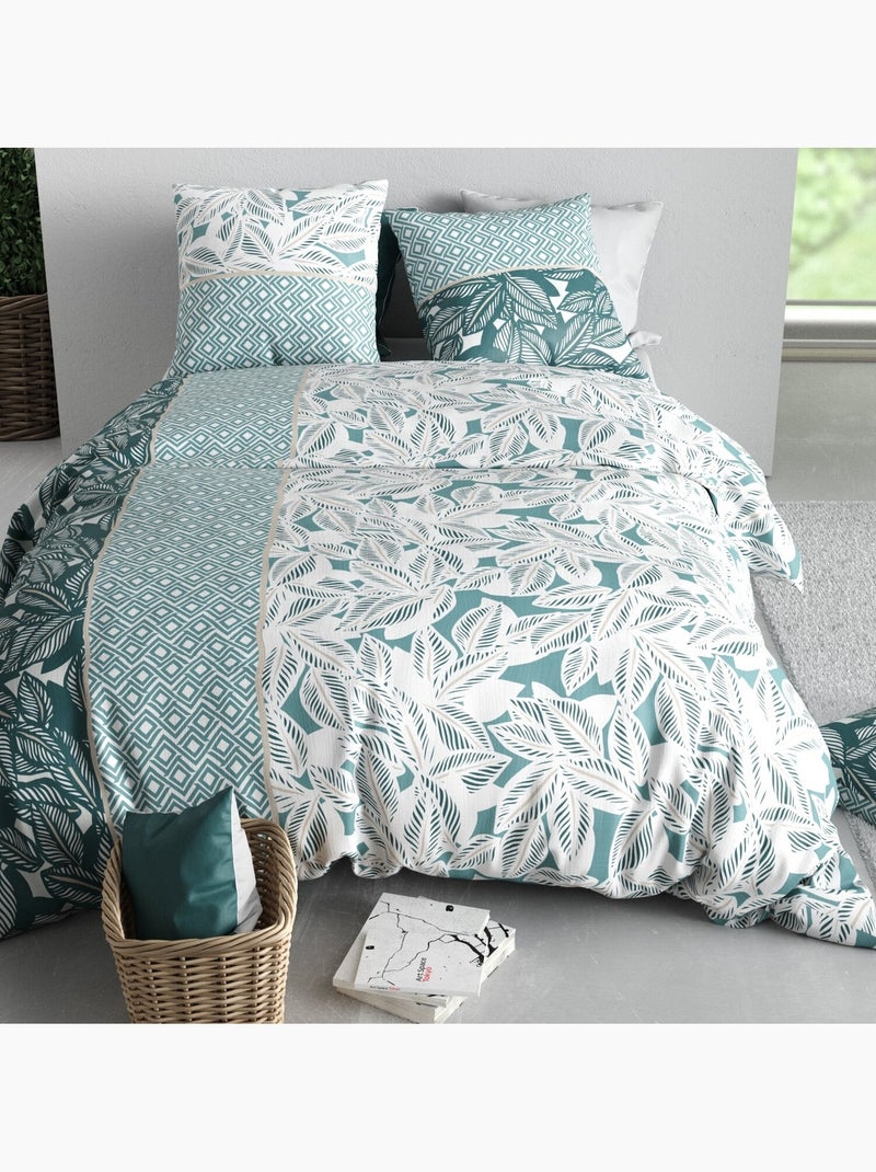 Parure housse de couette 100 % coton foliage Multicolore - Kiabi