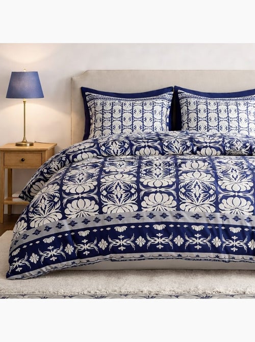 Parure housse de couette 100 % coton folk - Kiabi Parure housse de couette 100 % coton folk - Kiabi