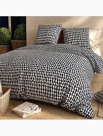 Parure housse de couette 100 % coton geo