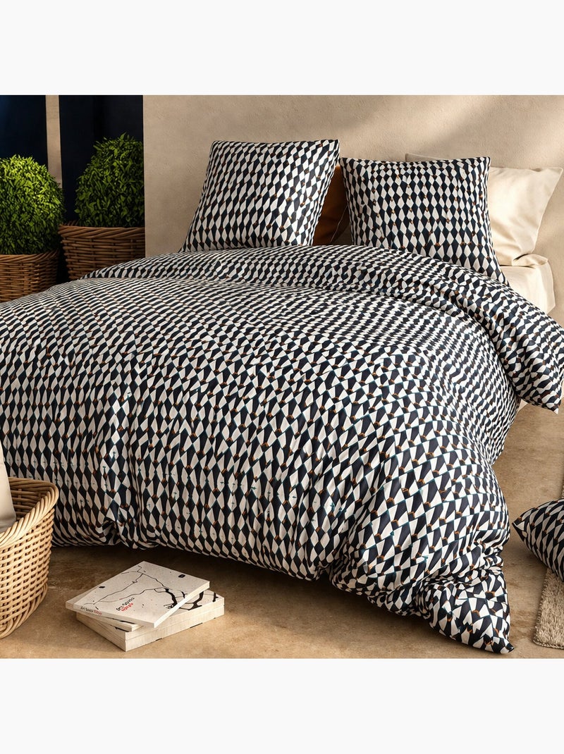Parure housse de couette 100 % coton geo Multicolore - Kiabi