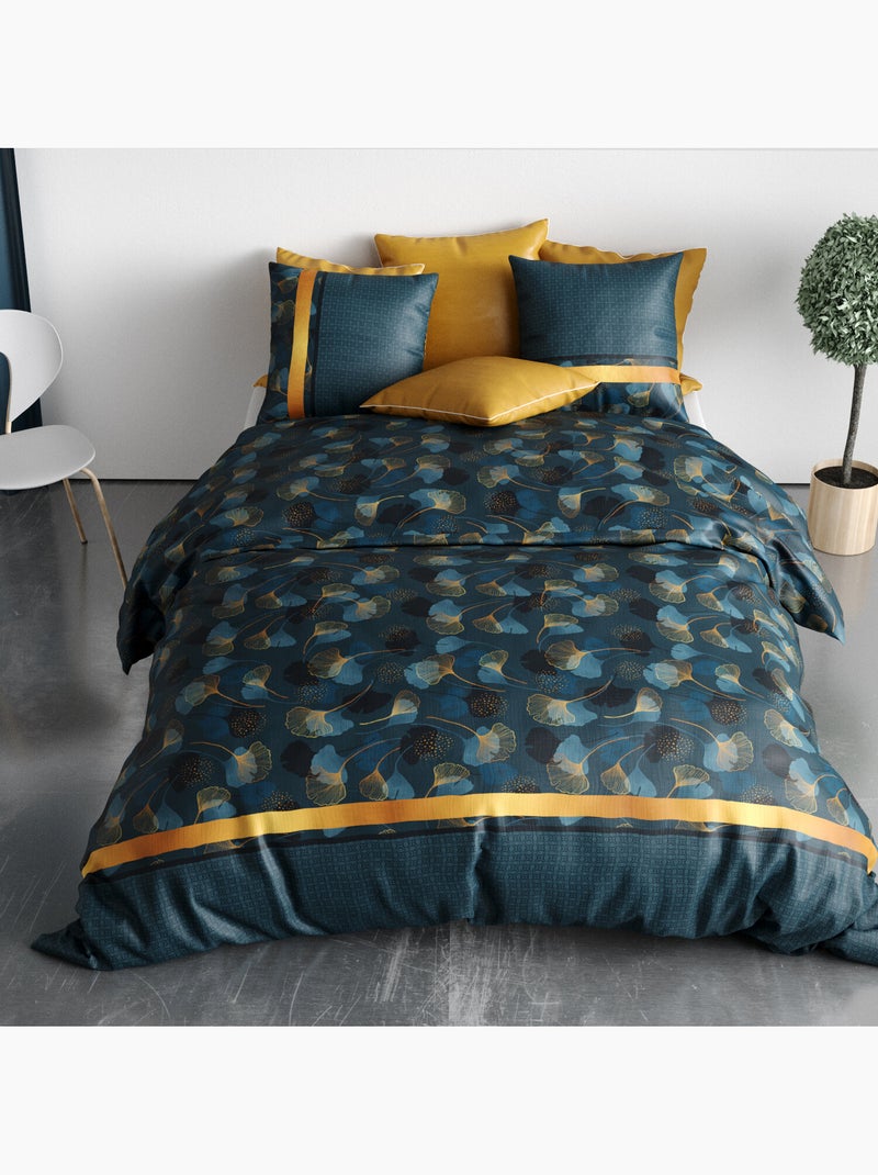Parure housse de couette 100 % coton ginko Jaune - Kiabi