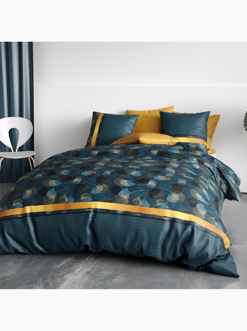 Parure housse de couette 100 % coton ginko Jaune - Kiabi