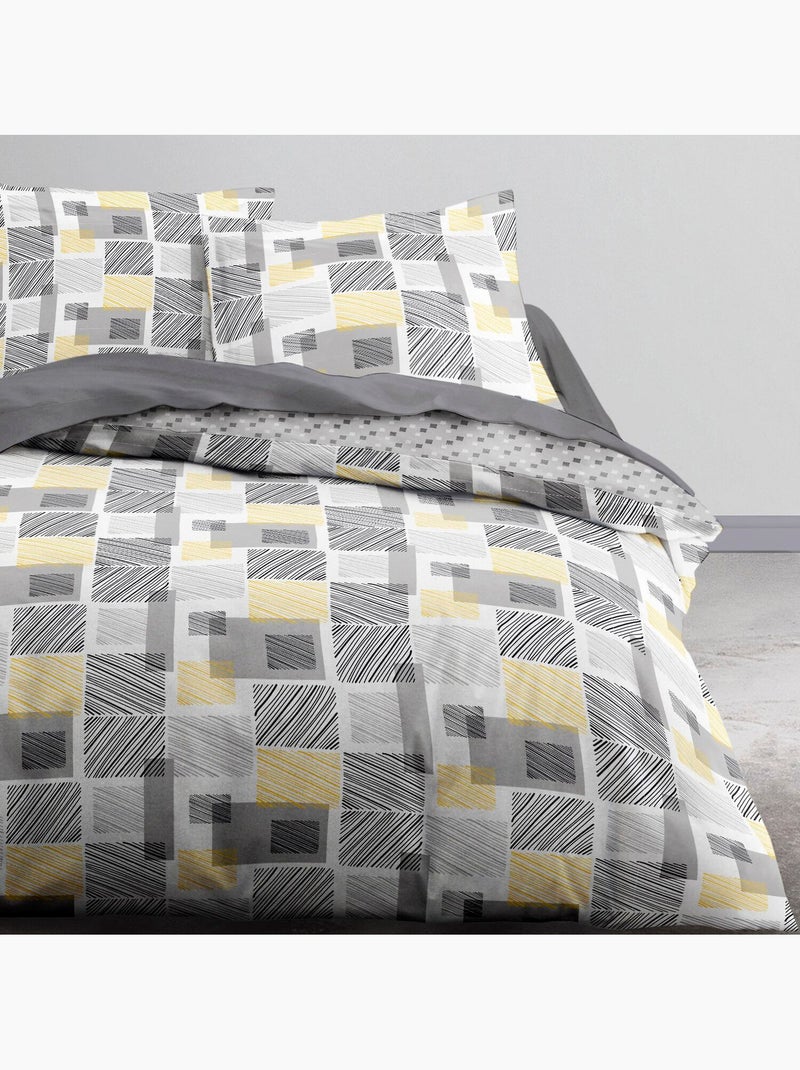Parure housse de couette 100 % coton Gris - Kiabi