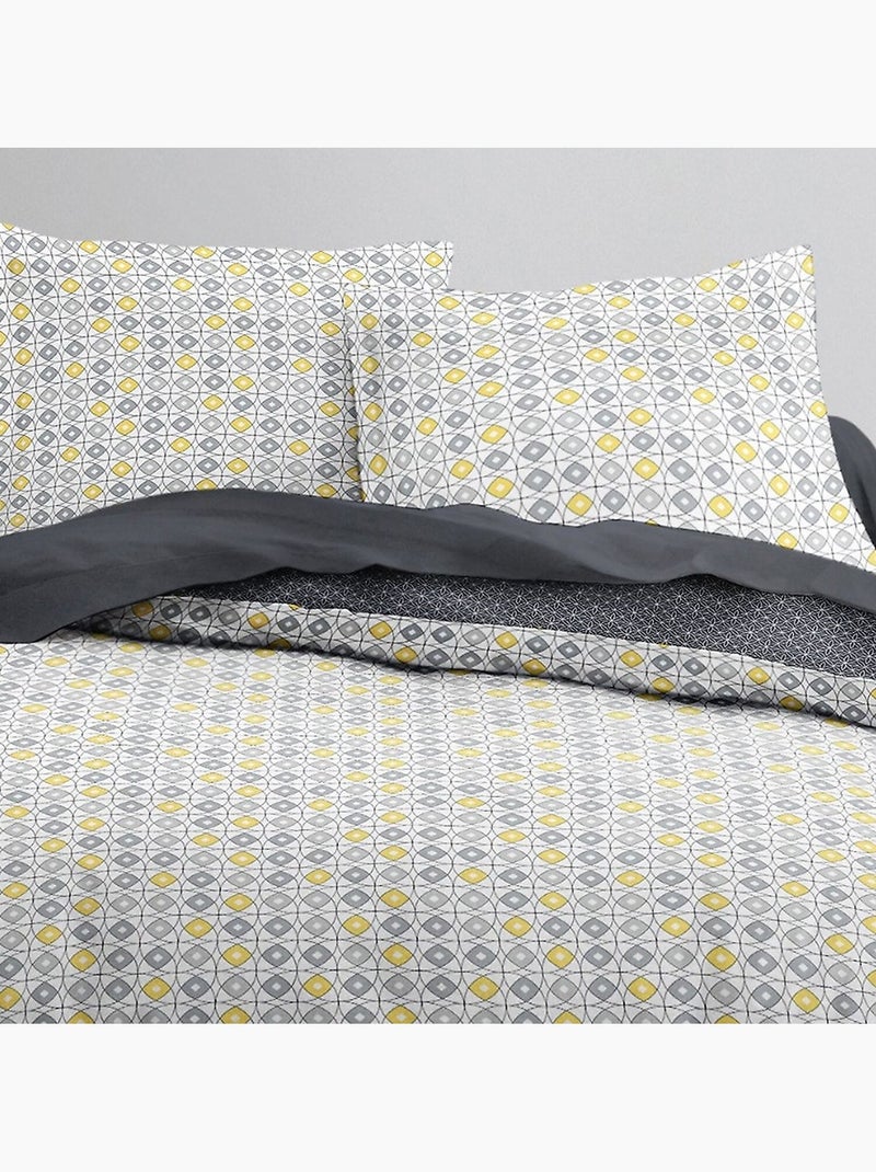 Parure housse de couette 100 % coton Gris - Kiabi