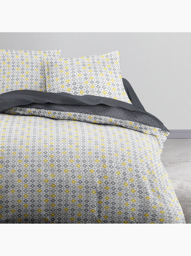 Parure housse de couette 100 % coton Gris - Kiabi