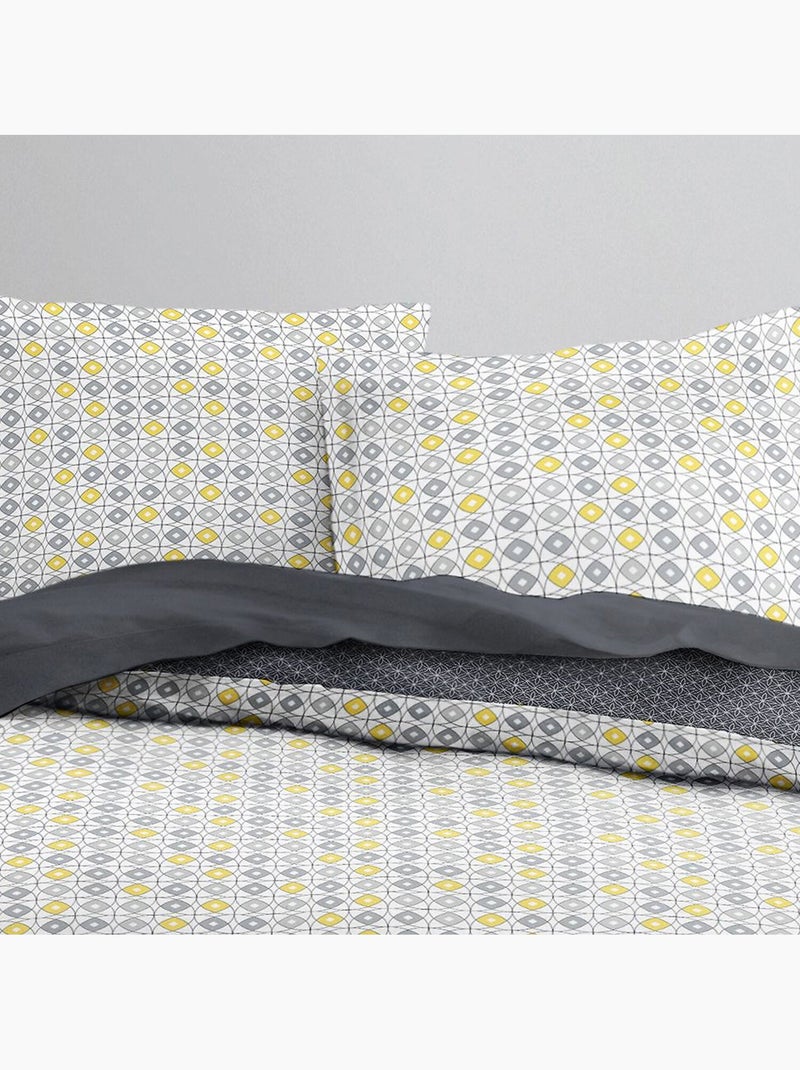 Parure housse de couette 100 % coton Gris - Kiabi