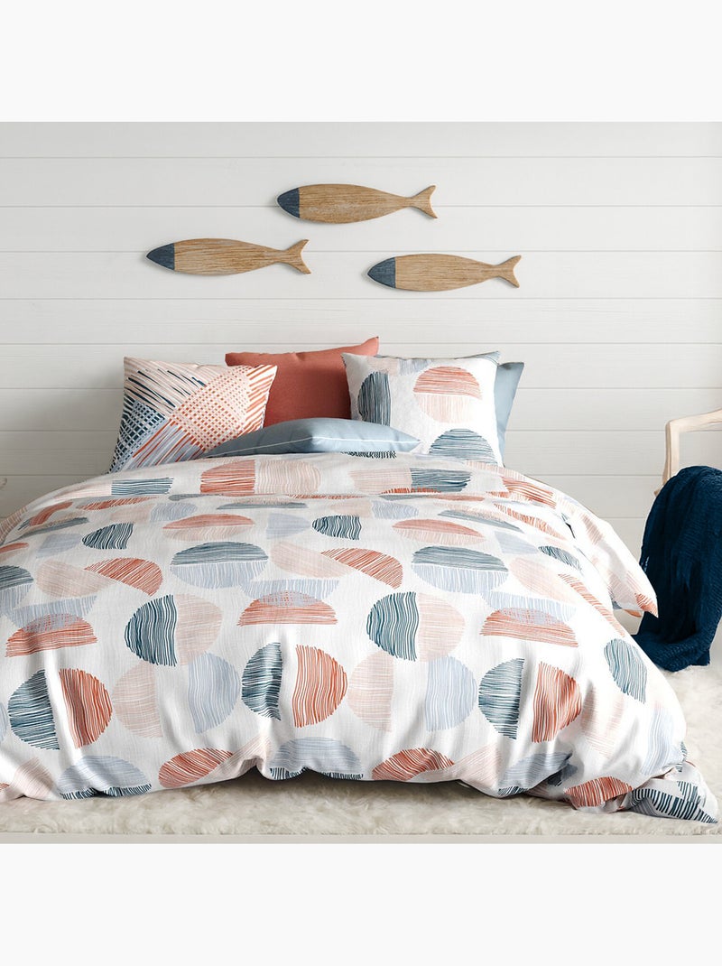 Parure housse de couette 100 % coton halley Rouge - Kiabi
