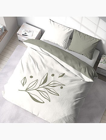 Parure housse de couette 100 % coton herbier