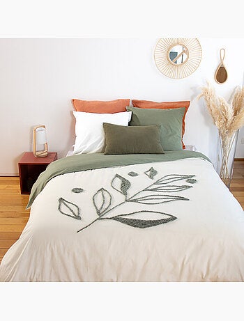 Parure housse de couette 100 % coton herbier