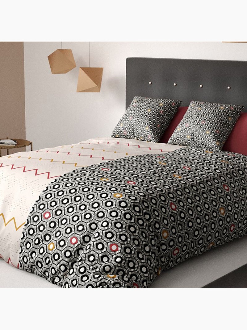 Parure housse de couette 100 % coton himba Noir - Kiabi