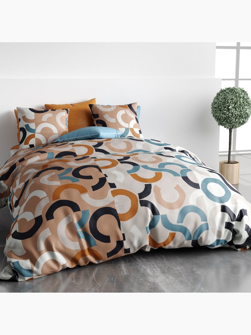 Parure housse de couette 100 % coton igor Bleu - Kiabi