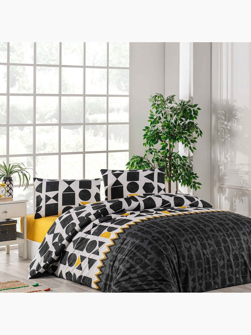 Parure housse de couette 100% coton Imprimée - Etnik Multicolore - Kiabi